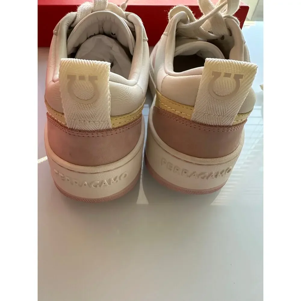 New Salvatore Ferragamo Dennis Leather Sneakers Rose (7)